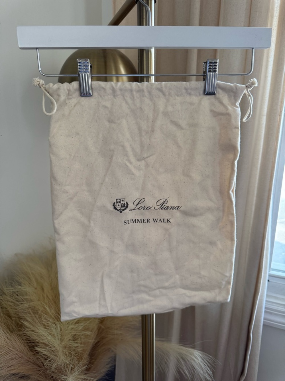 Loro Piana Summer Walk Drawstring Dust Bag - Cream